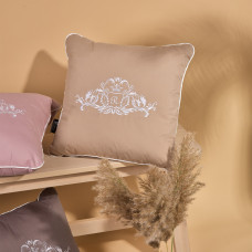 Подушка декоративна 45х45 см ROYAL IDEIA з вишивкою беж антиалергенна з кантом
