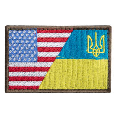 Шеврон на липучці України та США подвійний Україна та Америка 5х8 см вишитий патч нашивка