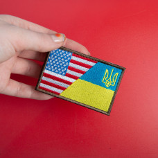 Шеврон на липучці України та США подвійний Україна та Америка 5х8 см вишитий патч нашивка