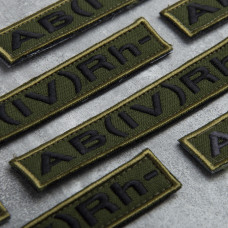 Шеврон на липучці група крові 4- 2х12 см для позначення групи крові військова нашивка патч для одягу