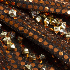 Тканина голограма велика кольорова помаранч на чорному