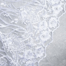 Ткань сетка вышивка с жемчужинами Лія біла