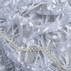 Ткань сетка вышивка с жемчужинами Лія біла