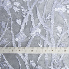 Ткань сетка вышивка с жемчужинами Лія біла