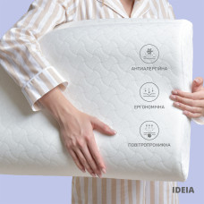 Подушка ортопедична 63х43х10/8 см IDEIA з ефектом пам'яті антиалергенна вісколастик наволочка з блискавкою