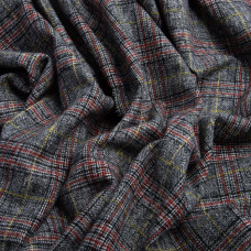 Ткань костюмная Клетка сіро червона