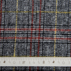 Ткань костюмная Клетка сіро червона