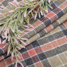 Тканина костюмна Карта беж персик синя