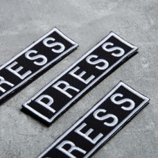 Шеврон на липучці для журналістів Преса Press 2,5х11,5 см см вишитий патч нашивка для працівників медіа та ЗМІ