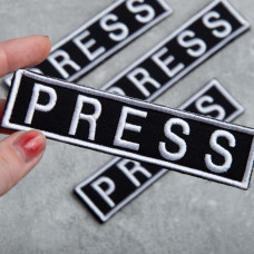 Шеврон на липучці для журналістів Преса Press 2,5х11,5 см см вишитий патч нашивка для працівників медіа та ЗМІ