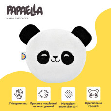 Подушка грілка іграшка для дітей PAPAELLA від коліків та газиків з насінням льону 18х18 см панда зі льном льон