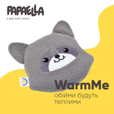 Подушка грілка іграшка для дітей PAPAELLA від коліків та газиків з насінням льону 18х18 см єнот зі льном льон