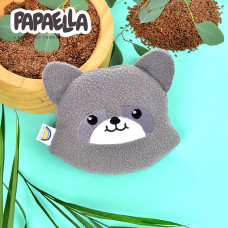 Подушка грілка іграшка для дітей PAPAELLA від коліків та газиків з насінням льону 18х18 см єнот зі льном льон