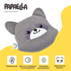 Подушка грілка іграшка для дітей PAPAELLA від коліків та газиків з насінням льону 18х18 см єнот зі льном льон