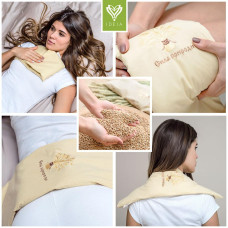 Подушка грілка компрес 19х50 см IDEIA с зерном пшениці см беж з вишивкою пшениця для шиї колін суглобів