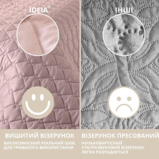 Покривало 140х210 см IDEIA стьобане двостороннє якісна стібка мікрофібра пудра сіре на ліжко диван