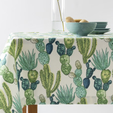 Скатертина 140х170 см з пляма і водовідштовхувальним просоченням IDEIA бавовна кактус зелена