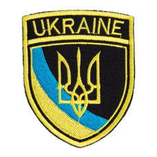 Шеврон нашивка на липучці Тризуб України UKRAINE 6,5х8 см вишитий патч
