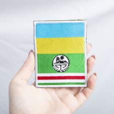 Шеврон нашивка на липучці прапор Україна та Республіка Ічкерія 8х10 см вишитый патч прапор Ічкерії