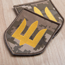 Шеврон на липучці Тризуб ЗСУ 8,3х10,2 см вишитий патч нашивка