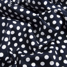 Ткань коттон-сатин Горохи білий на синьому