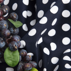 Ткань коттон-сатин Горохи білий на синьому