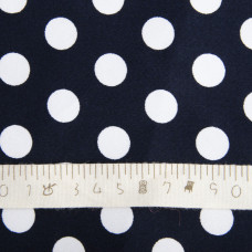 Ткань коттон-сатин Горохи білий на синьому