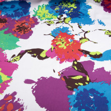 Ткань костюмная коттон квітка акварель фуксія