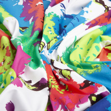 Ткань костюмная коттон квітка акварель фуксія