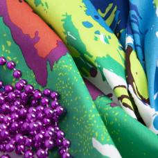 Ткань костюмная коттон квітка акварель фуксія