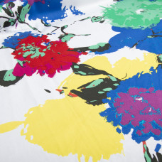 Ткань костюмная коттон квітка акварель жовто/синя