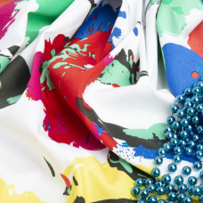 Ткань костюмная коттон квітка акварель жовто/синя