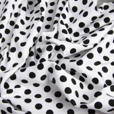 Ткань коттон-сатин Горохи чорний на білому