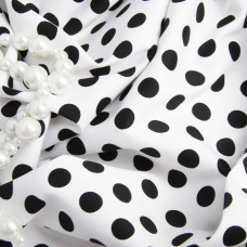 Ткань коттон-сатин Горохи чорний на білому