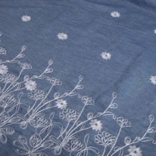 Тканина костюмна джинс із вишивкою купон