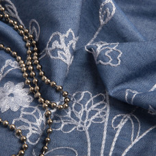 Тканина костюмна джинс із вишивкою купон