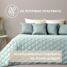 Покривало 180х210 см IDEIA стьобане двостороннє якісна стібка мікрофібра на ліжко, диван мята сіре