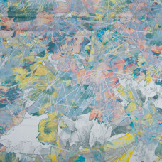 Ткань атлас шелк сатин Armani Arti квіти лимон