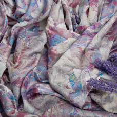 Ткань атлас шелк сатин Armani Arti квіти беж