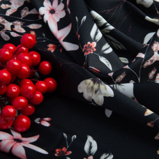 Тканина полум'яна атлас шовк джуна чорна