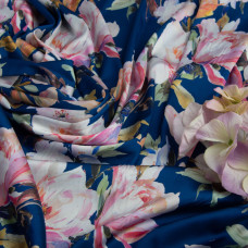 Ткань плательная атлас шелк шантрія синя