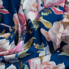 Ткань плательная атлас шелк шантрія синя