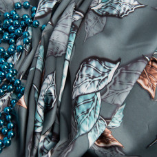 Ткань плательная атлас шелк осінь сіро/зелен