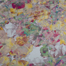 Ткань атлас шелк сатин Armani Arti квіти жовті