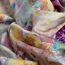 Ткань атлас шелк сатин Armani Arti квіти жовті