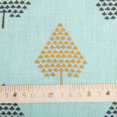 Тканина костюмна під льон із напиленням дерева бірюза