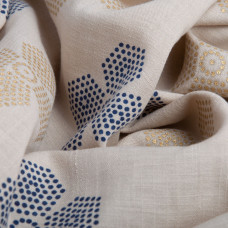 Тканина костюмна під льон із напиленням квітка беж