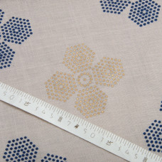 Тканина костюмна під льон із напиленням квітка беж
