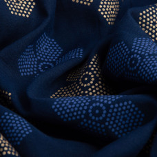 Тканина костюмна під льон із напиленням квітка т/синя