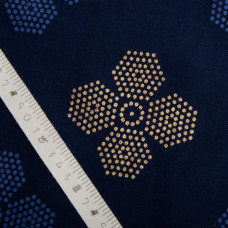 Тканина костюмна під льон із напиленням квітка т/синя